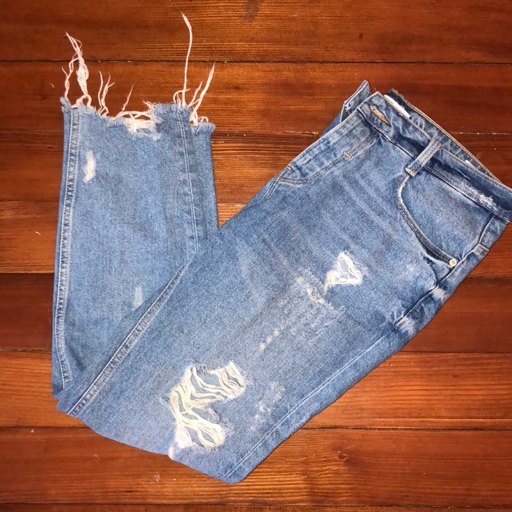 Zara Trafaluc Denim Ripped Jeans with fray